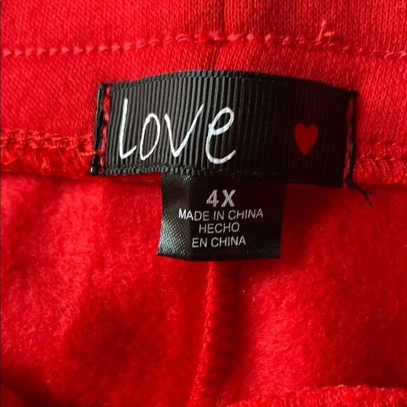 Love Red Sweat Jacket and Track Pants with Plush Fabric and Relaxed Fit - Picture 3 of 5